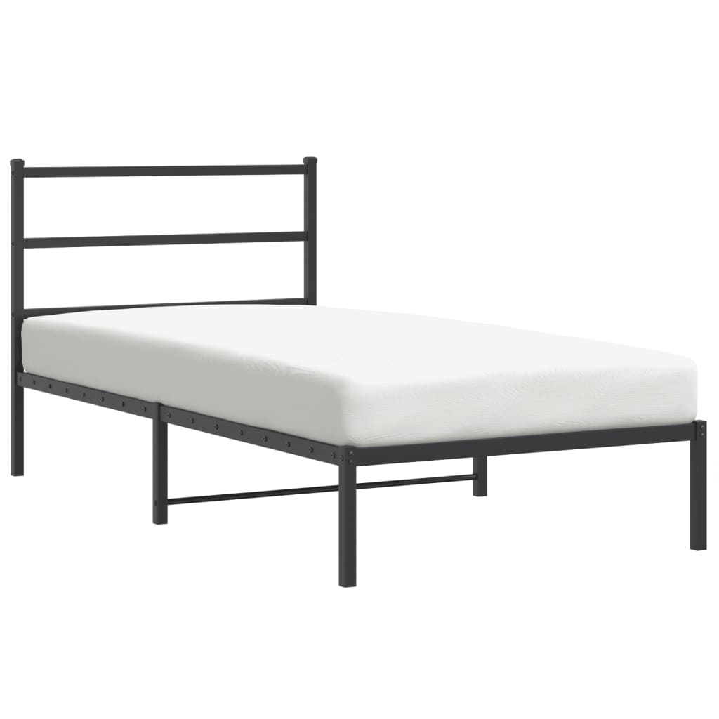 Single platform bed frame with slatted base and headboard  cm length