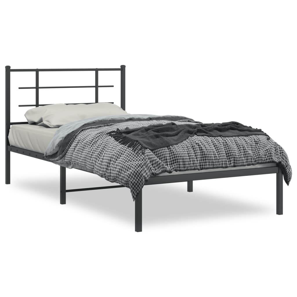 White metal bed frame with headboard and slatted base dimensions  cm L x  cm W