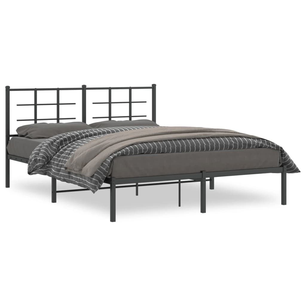 Line drawing of a metal bed frame with dimensions
