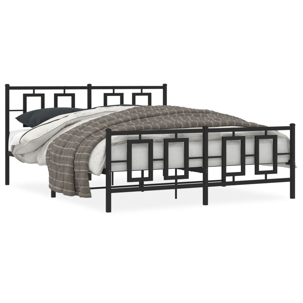 White metal twin bed frame with rectangular headboard panels and side rails for mattress support