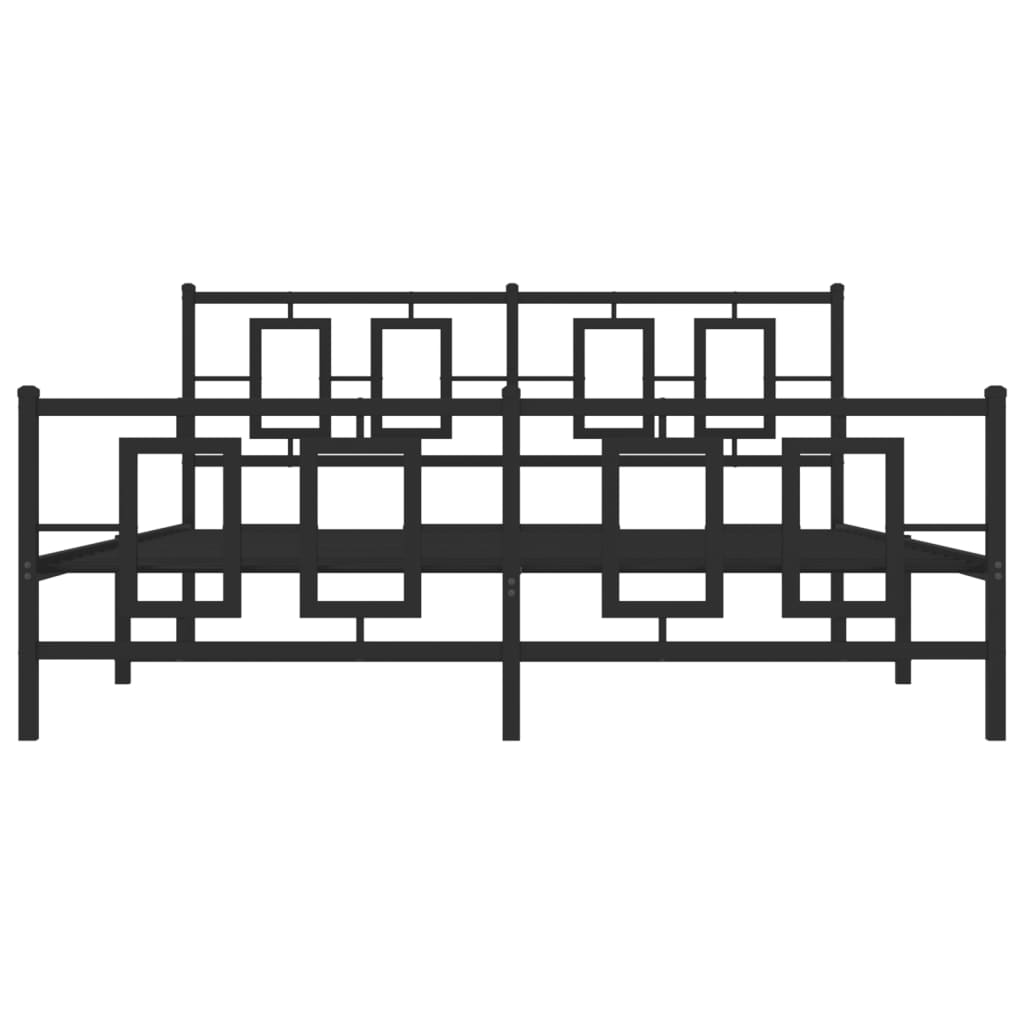 Black metal bed frame with geometric headboard and footboard king size