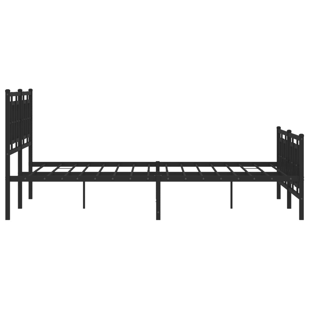 Modern black metal bed frame with geometric headboard design