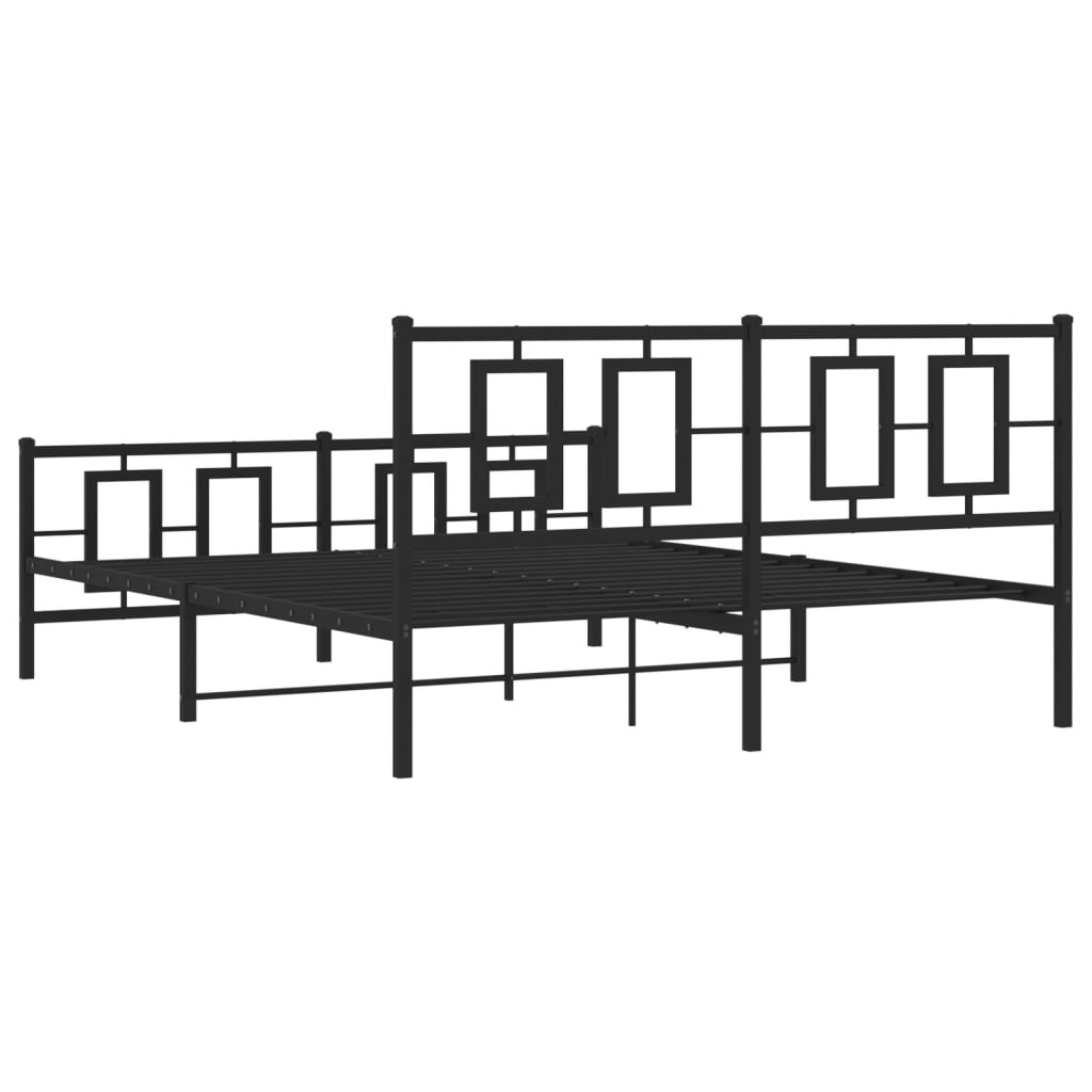 Black metal twin bed frame with minimalist headboard and footboard