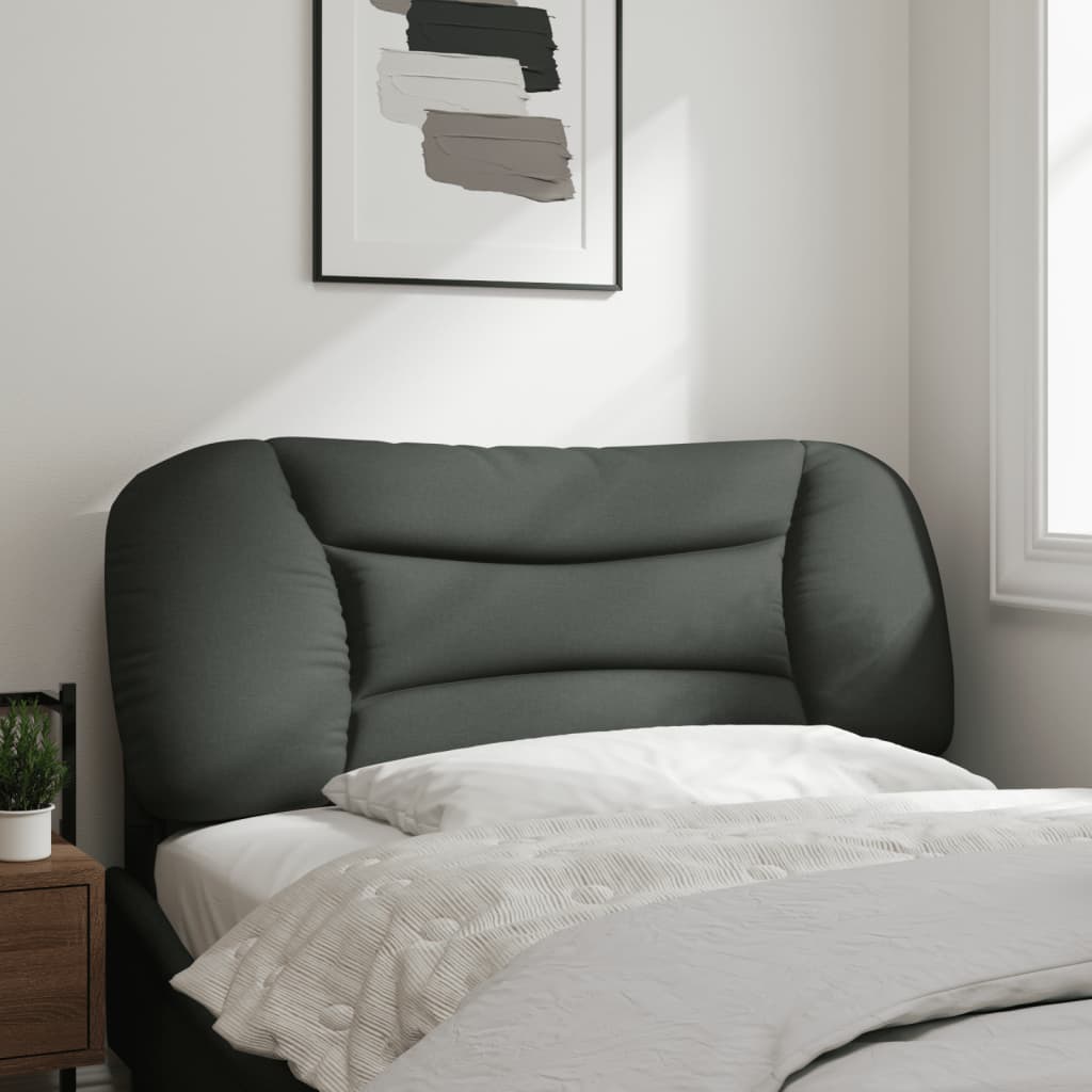 Gray upholstered seat cushion with channel tufting