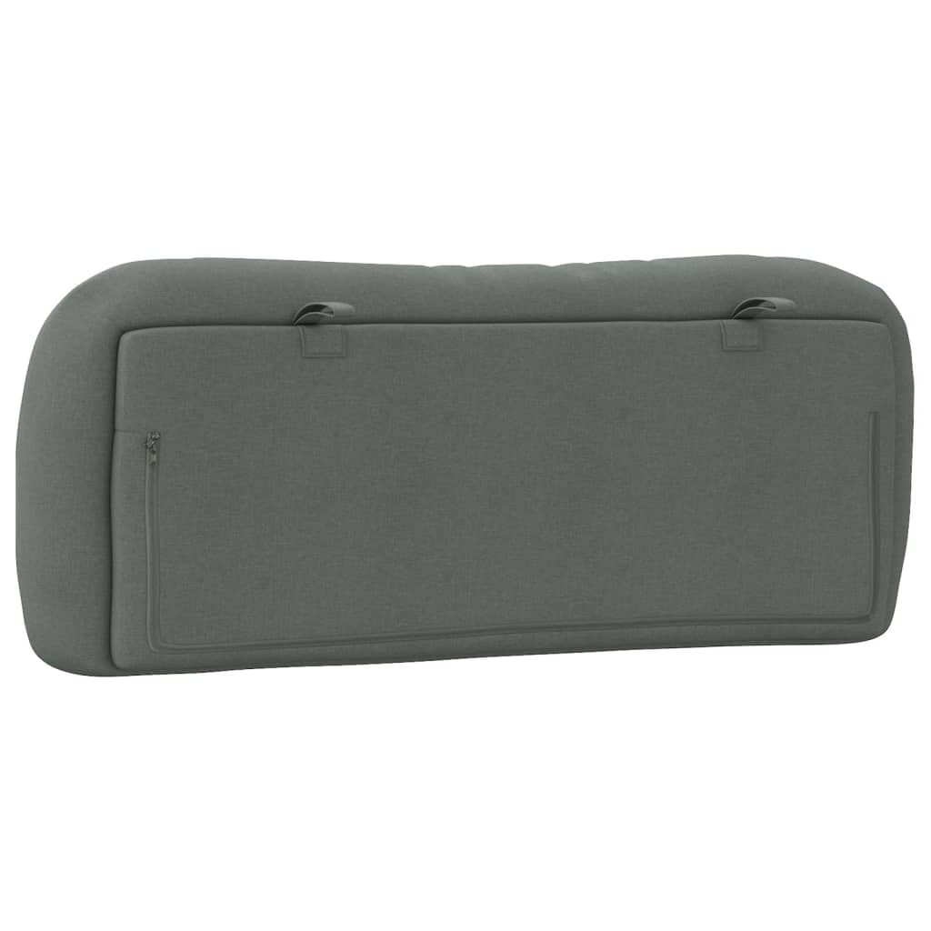 Dark grey tufted chair cushion with attached tie