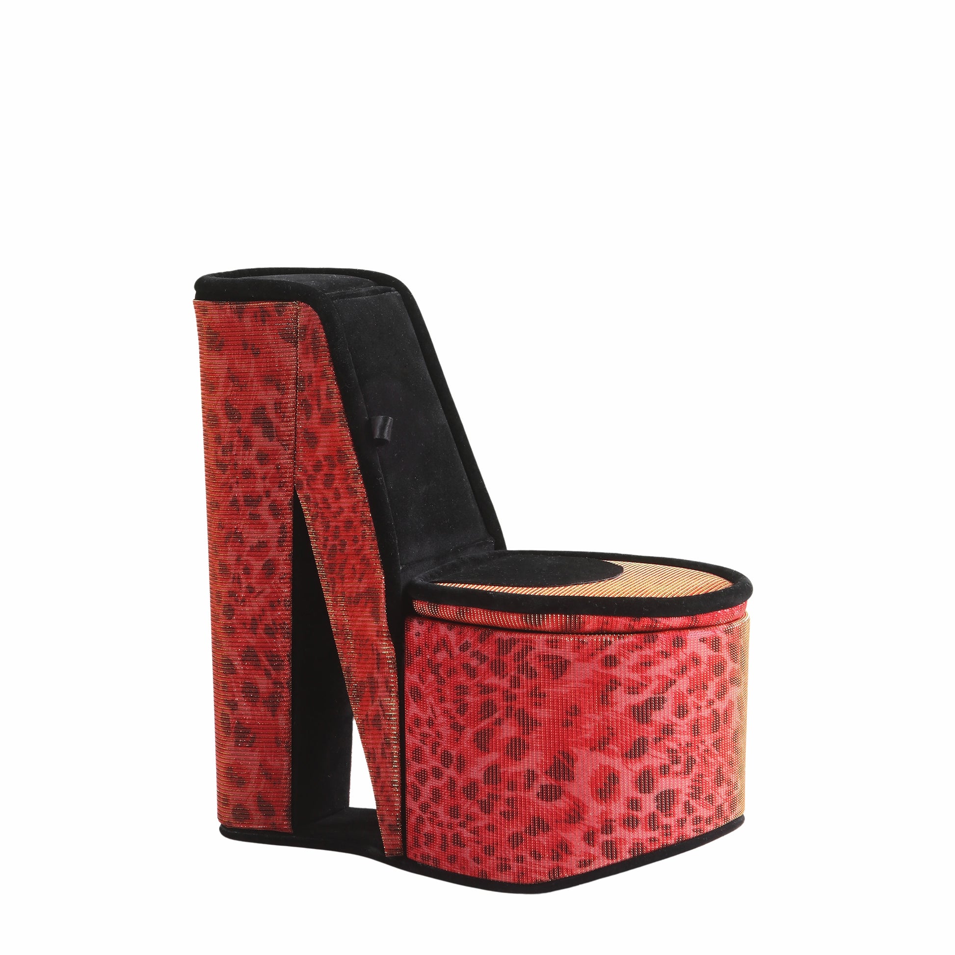 Chunky red leopard print platform shoe chair