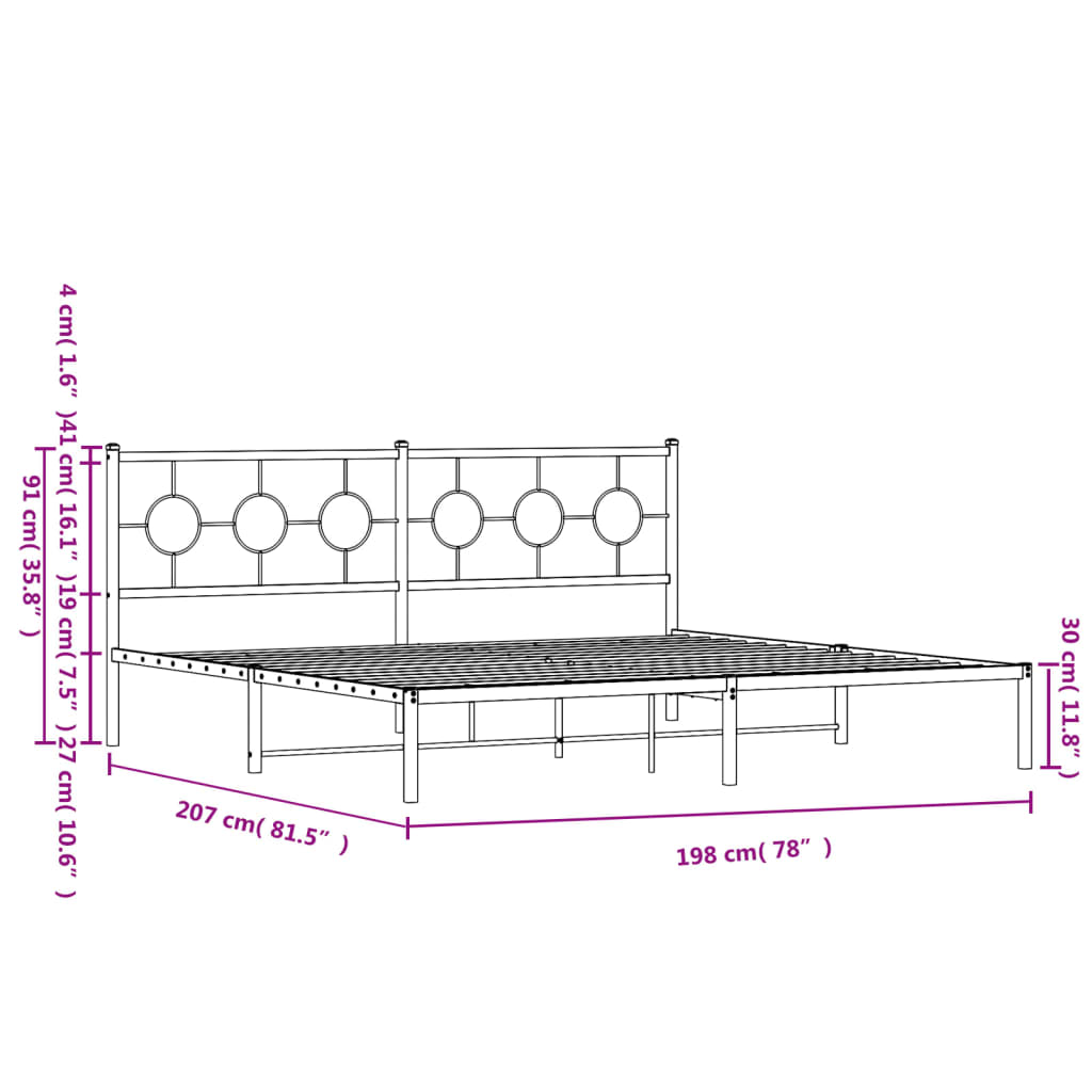 Black metal bed frame corner detail with hardware