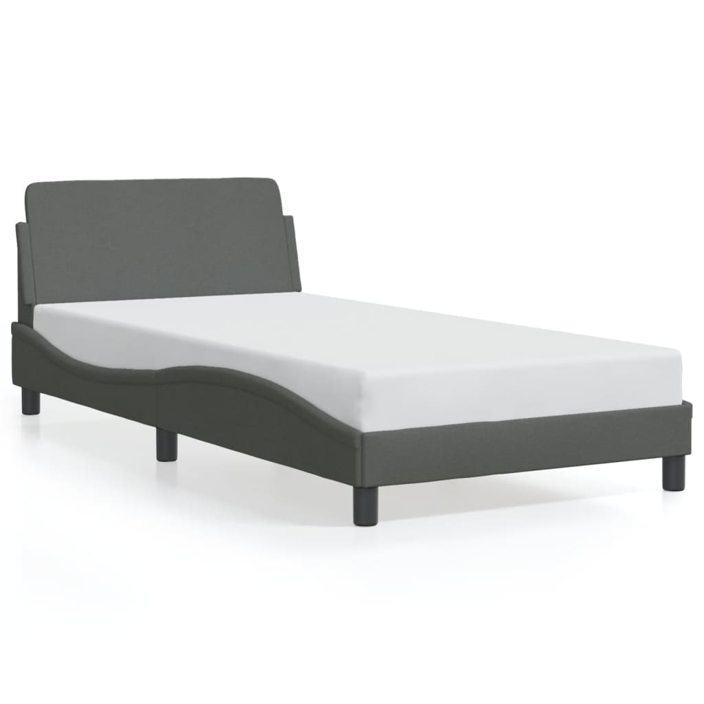 Line drawing of a single bed frame with dimensions shown