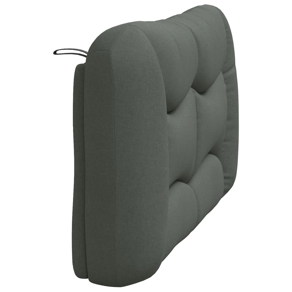 Dark gray fabric tufted headboard for a queen bed