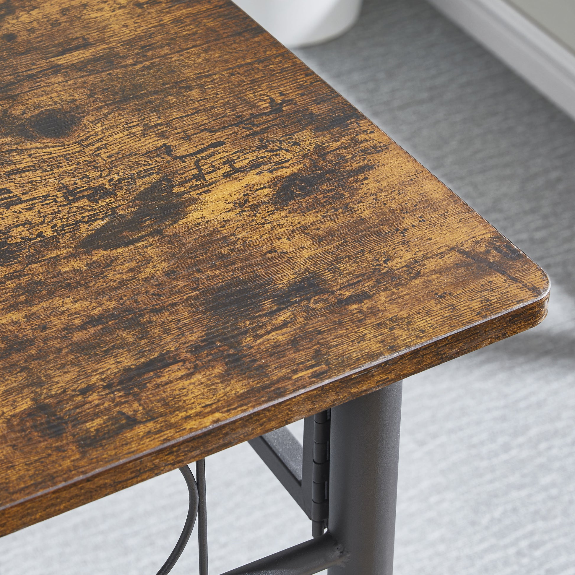 Rustic wood grain tabletop detail
