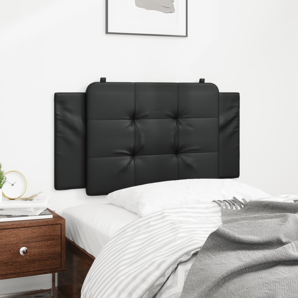 Tufted black leather headboard panel with rounded corners