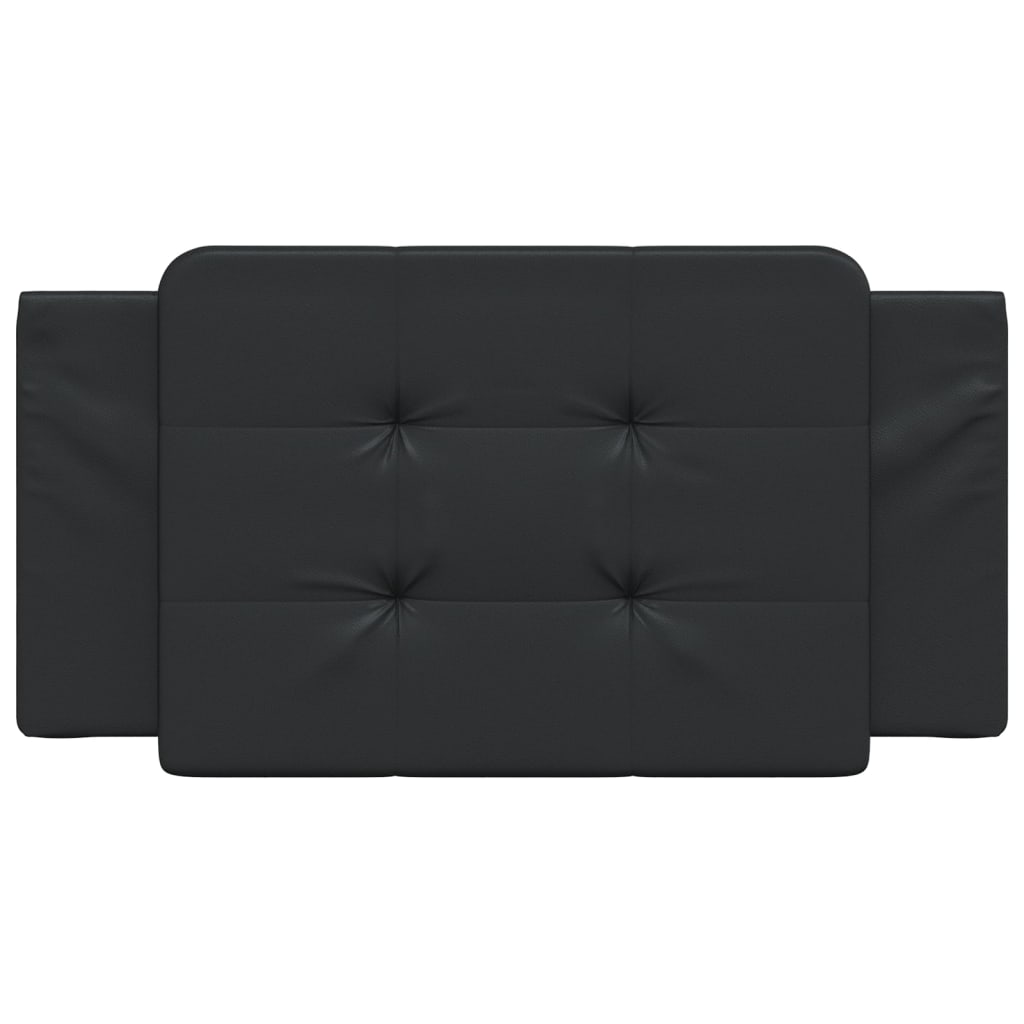 Black tufted faux leather headboard panels