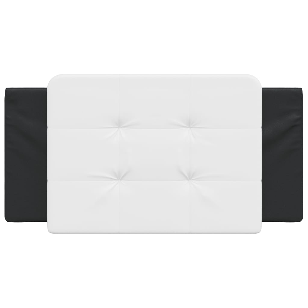 White upholstered headboard with black side panels