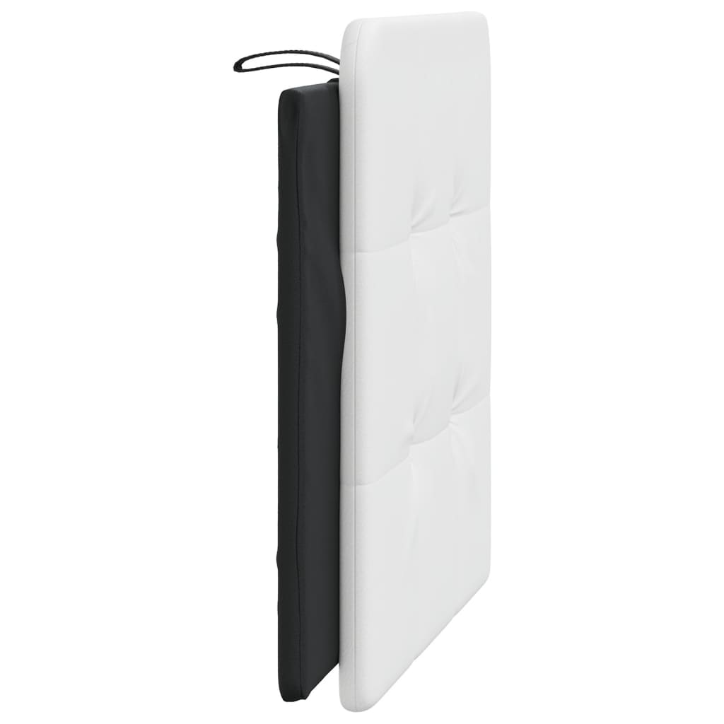 Tufted white faux leather headboard with black side panels