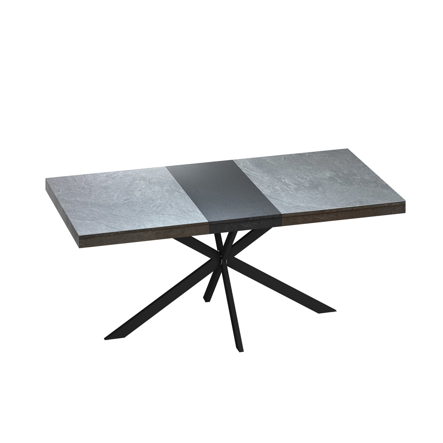 Modern dining table with stoneeffect grey top and black star base