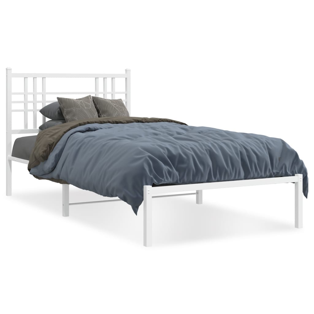 Metal bed frame with slatted base and headboard  cm long