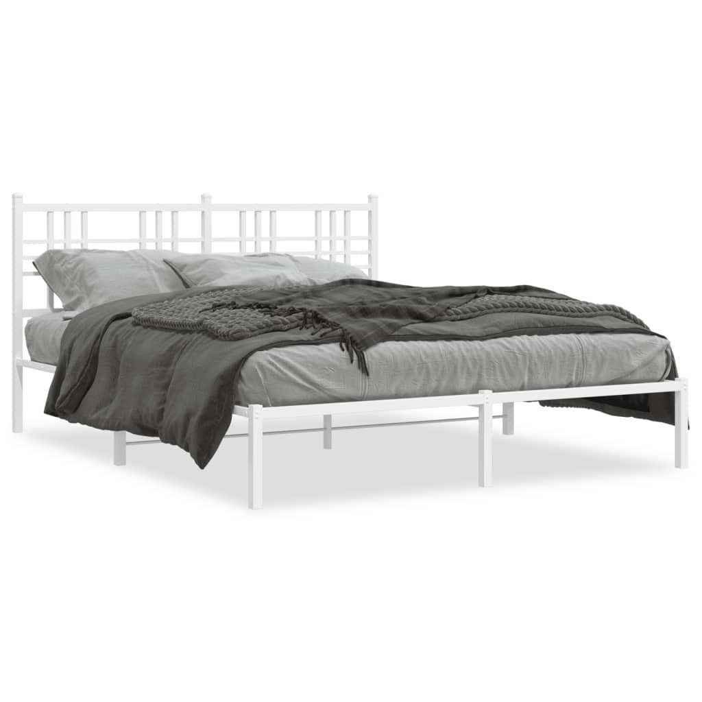 Metal bed frame with headboard and slatted base  cm length