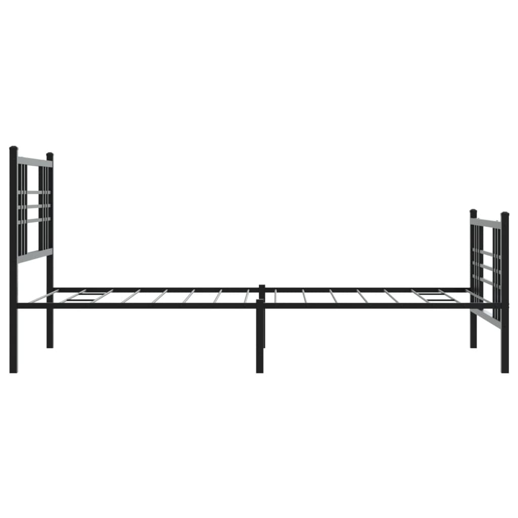 Black metal twin bed frame with rectangular headboard and footboard