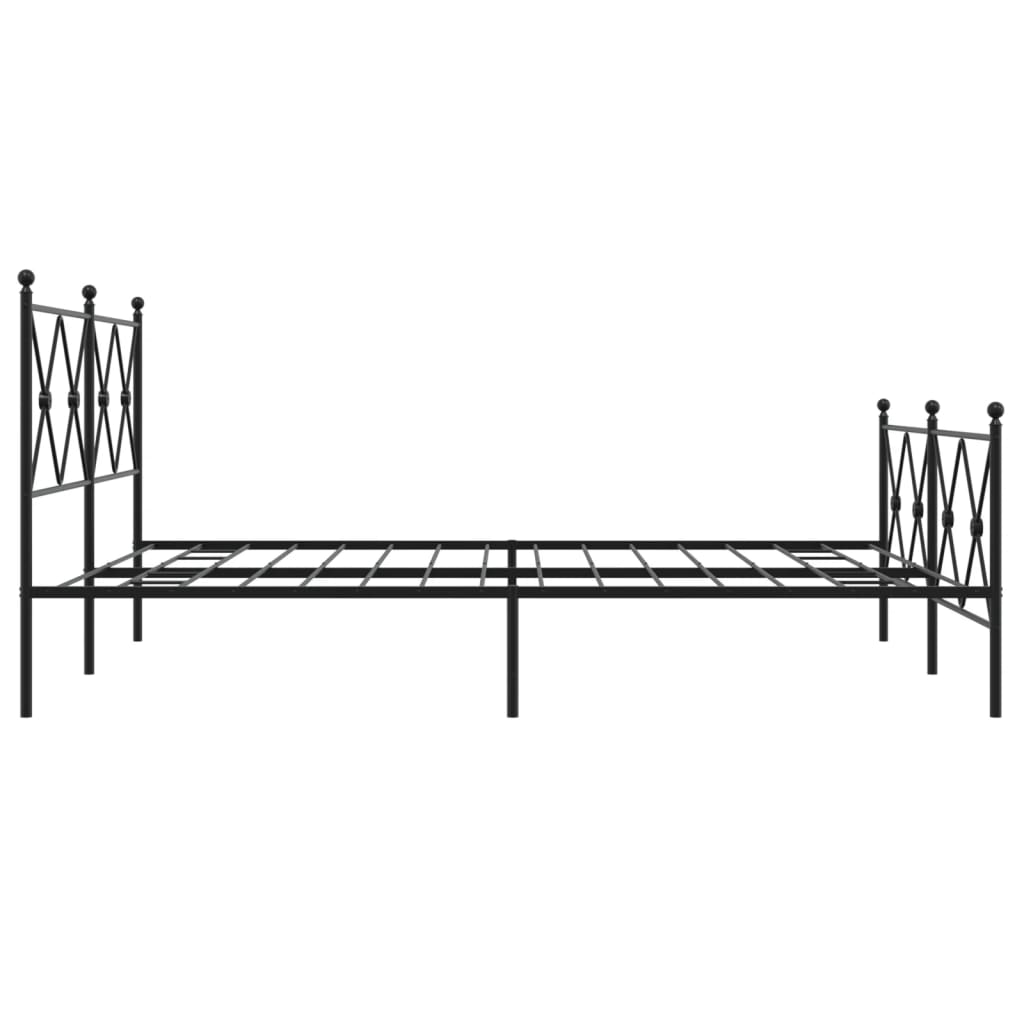 Black metal bed frame with ornate diamond headboard design