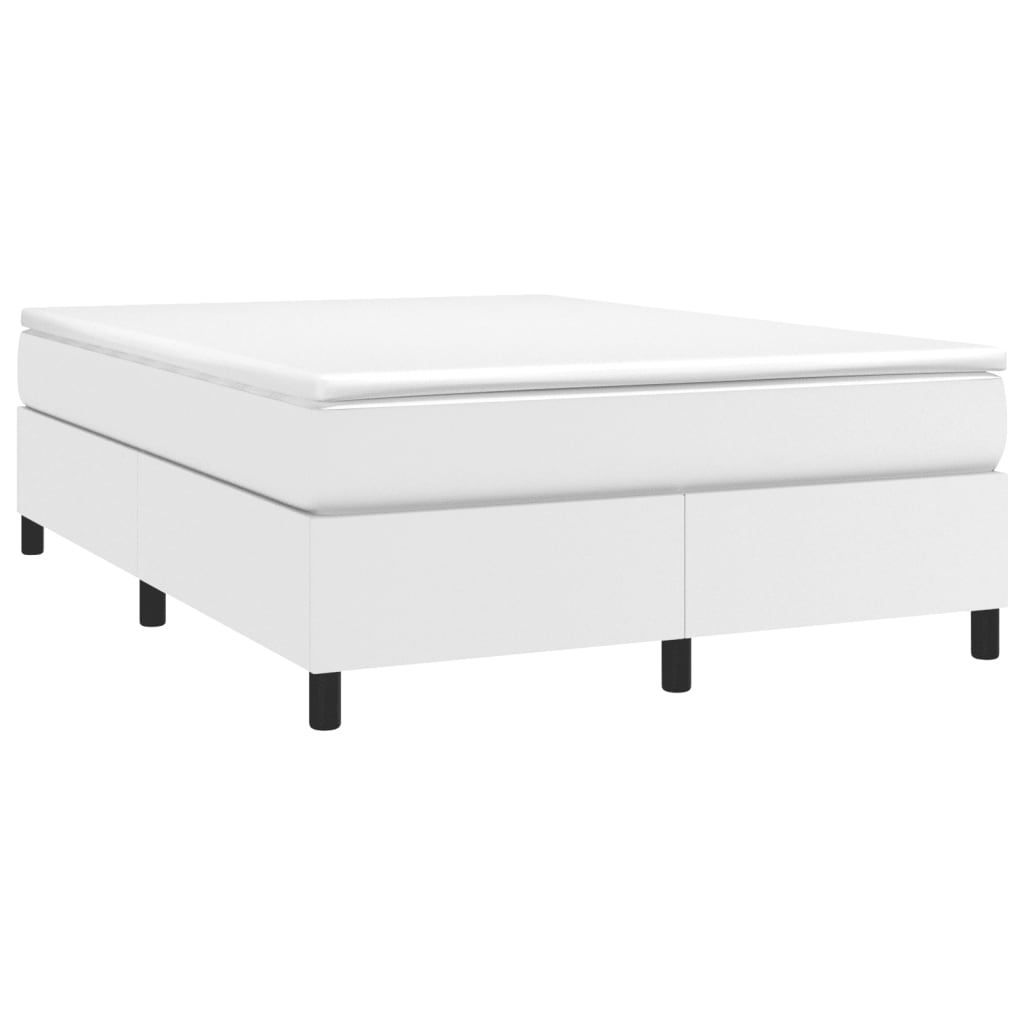White upholstered divan bed base with black legs