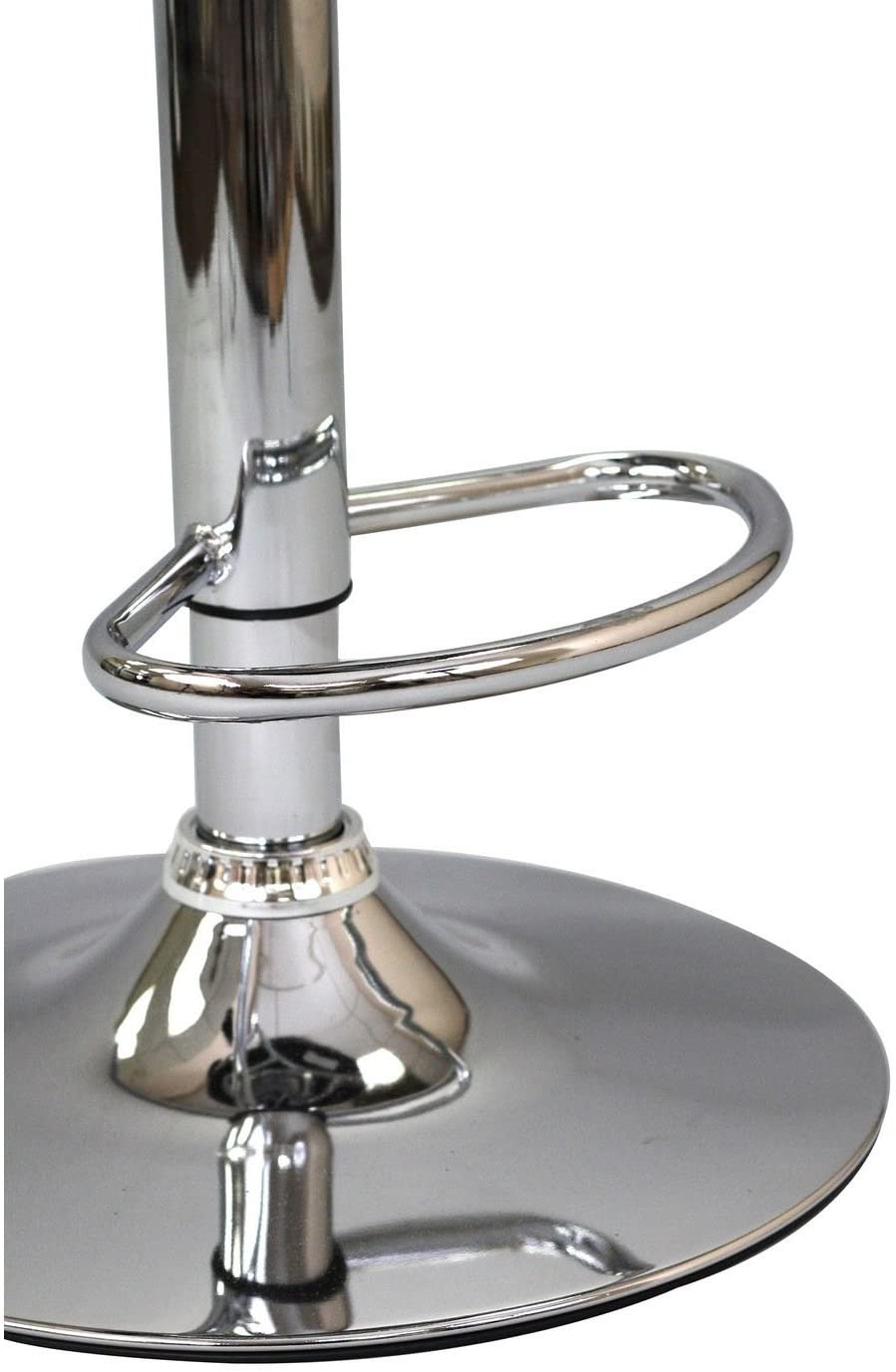 Polished chrome adjustable bar stool base with footrest ring