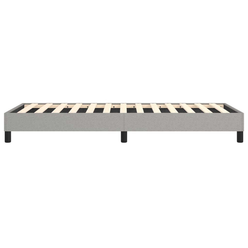 Modern upholstered bed frame with wooden slats in light grey