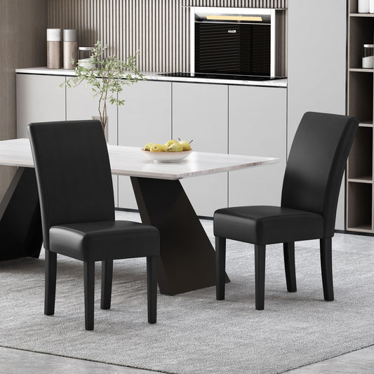 Black leather dining chairs with minimalist design