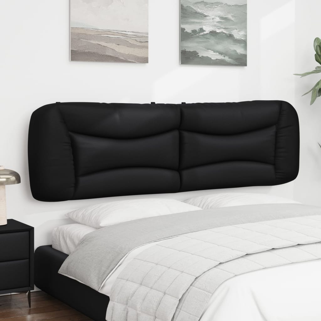 Black faux leather headboard with tufted padding