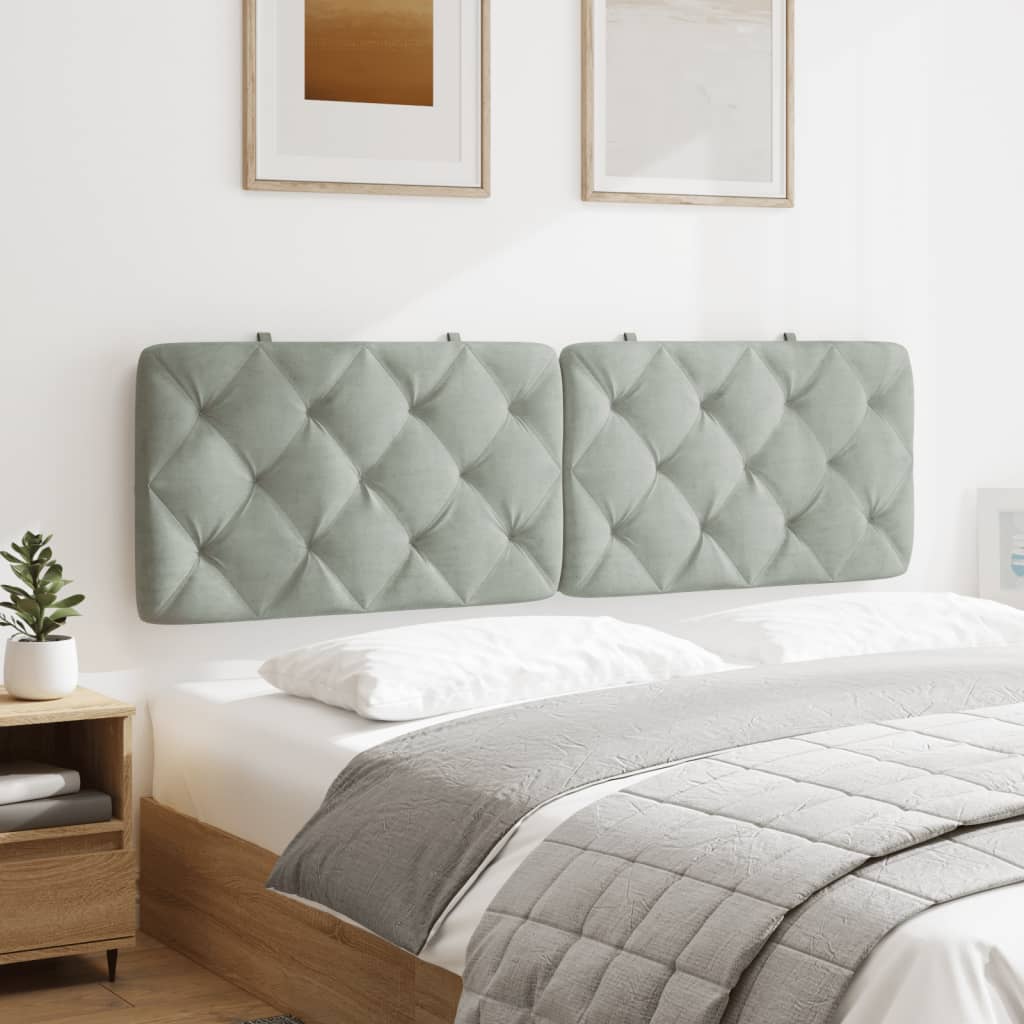 Tufted light gray upholstered headboard panels