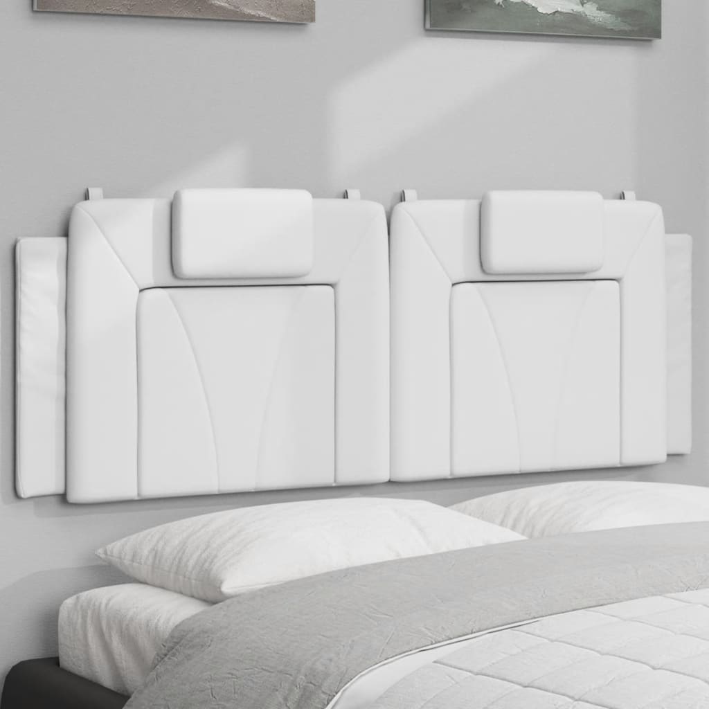 White faux leather headboard with adjustable pillows