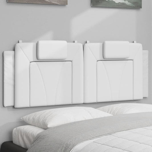 White faux leather headboard with adjustable pillows