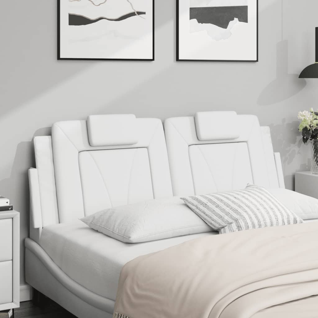 Top view of a twoseater white leather sofa with adjustable headrests