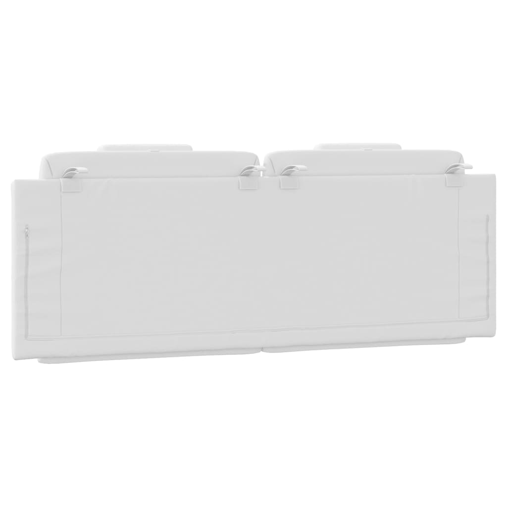 White upholstered headboard with three cushioned sections and a metal hanging hook