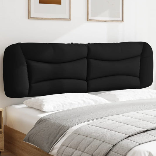 Plush black upholstered headboard with curved panel design