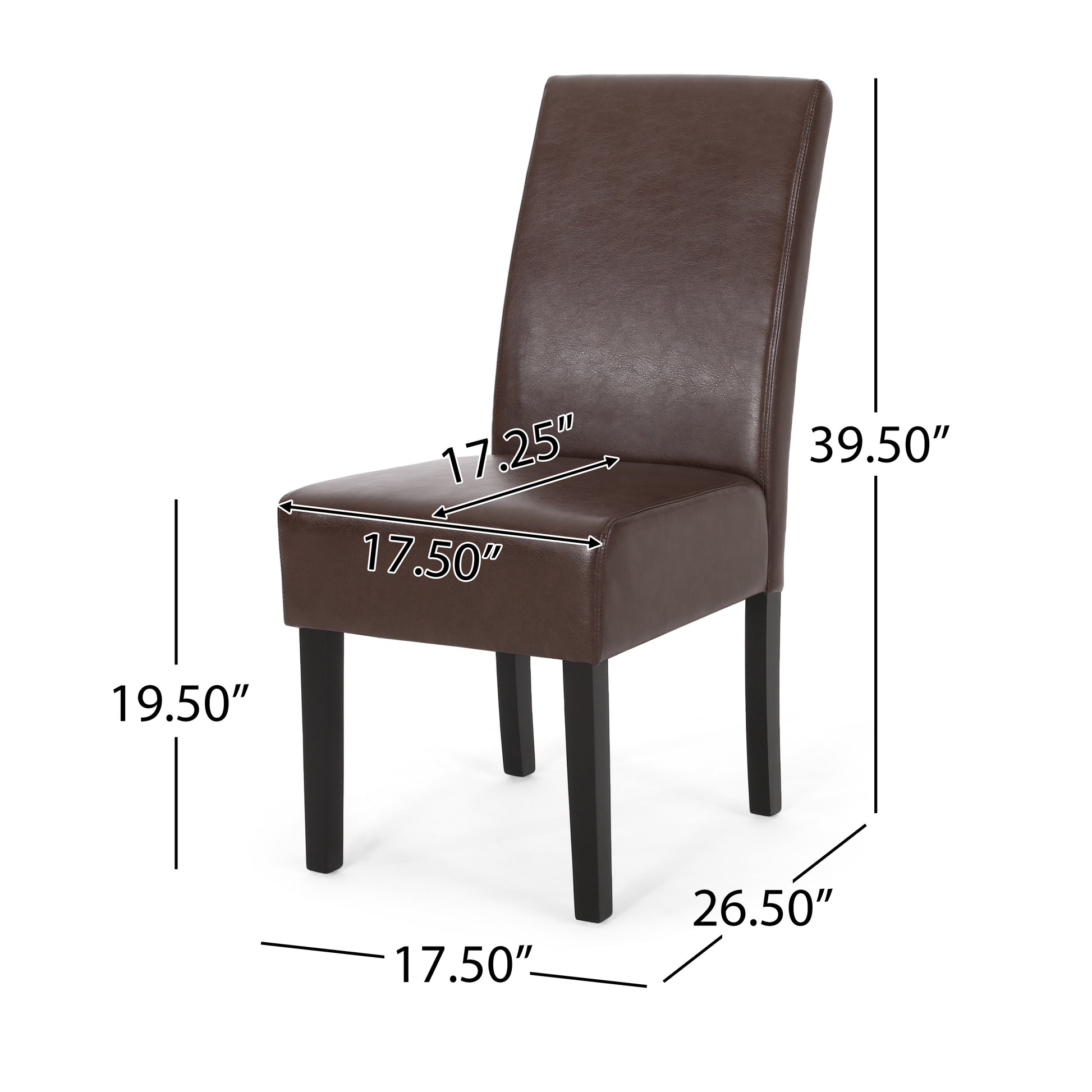 Brown faux leather dining chair with black wooden legs