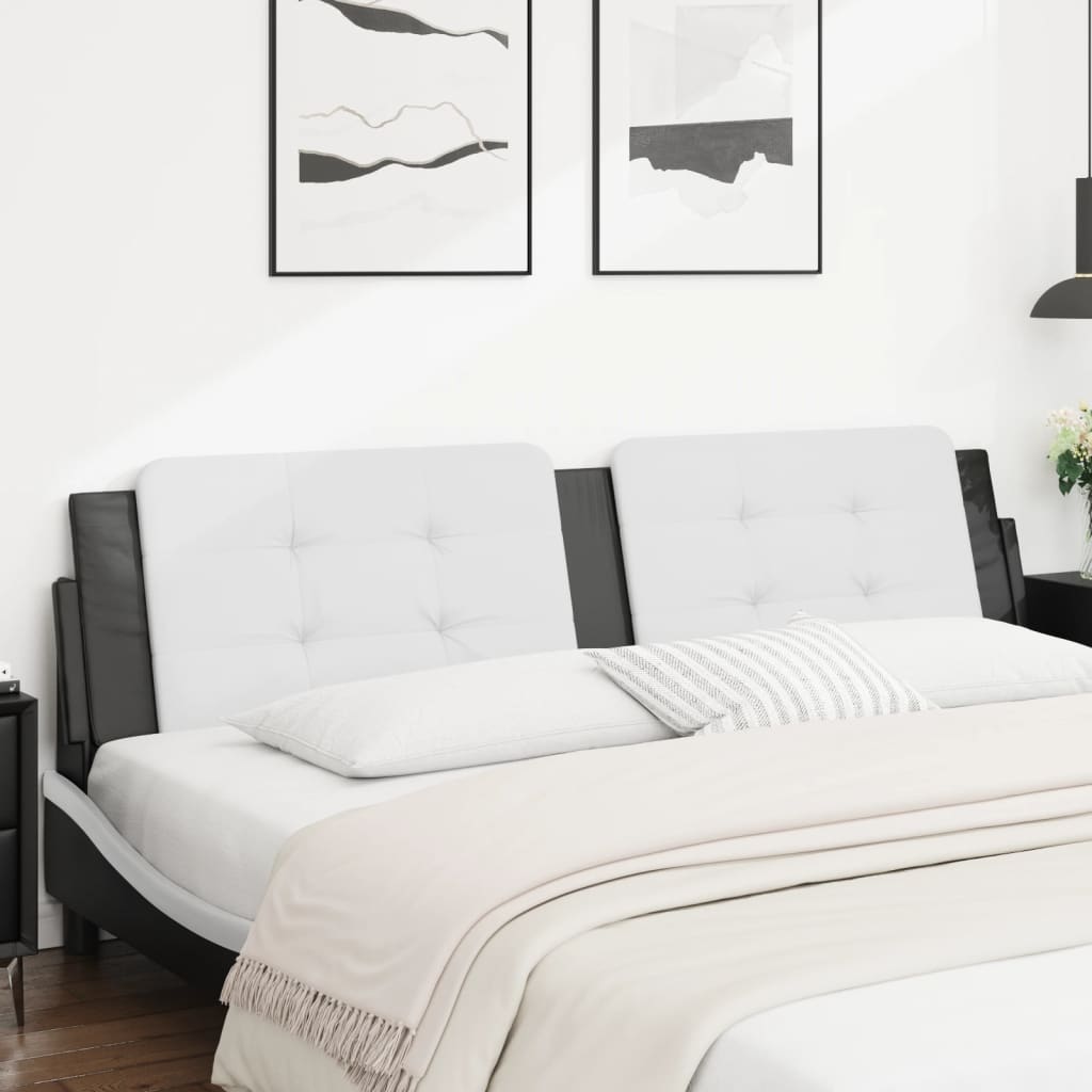 Modern black and white tufted headboard for a queen bed
