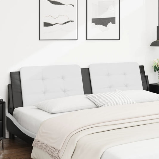 Modern black and white tufted headboard for a queen bed