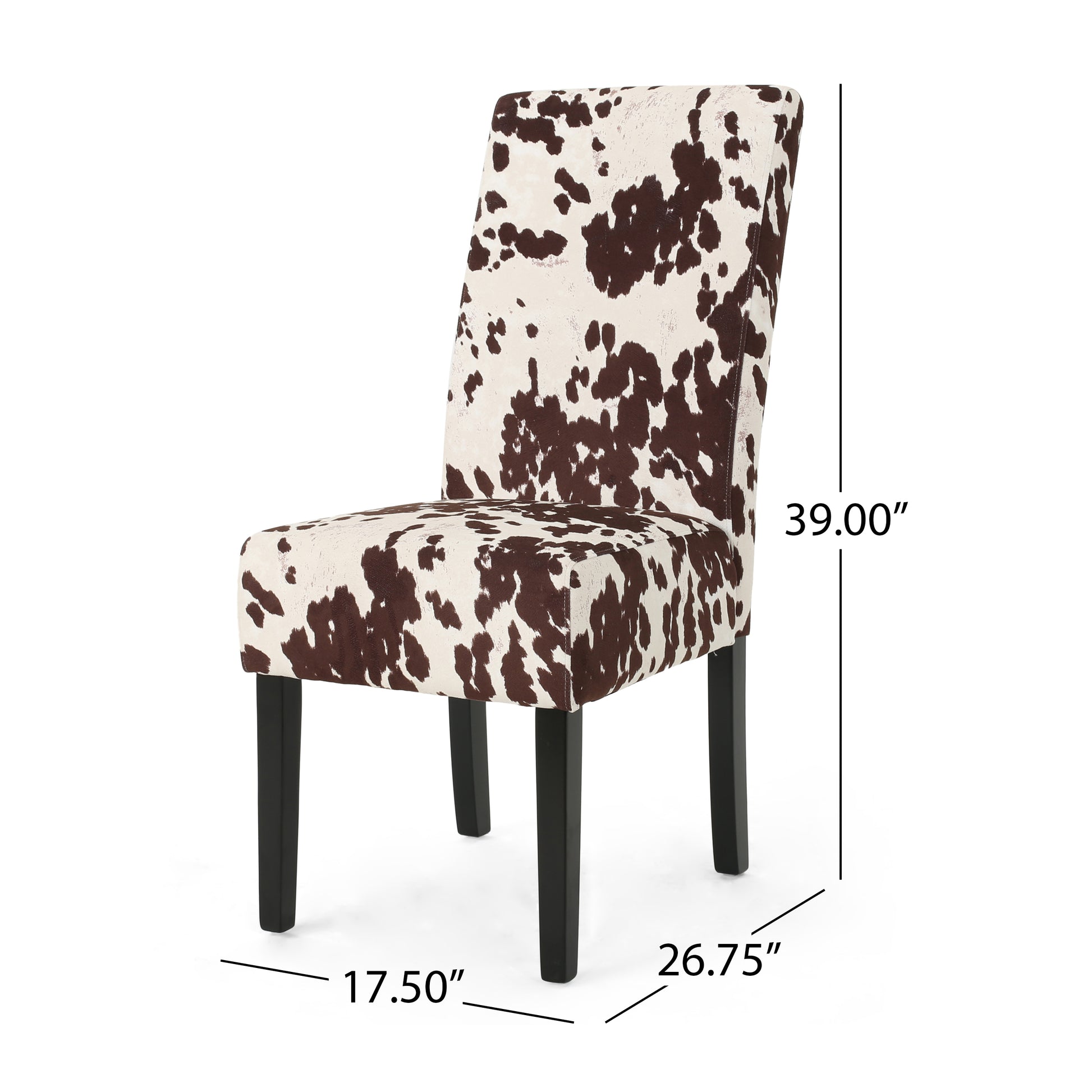 Cowhide print dining chair with black legs