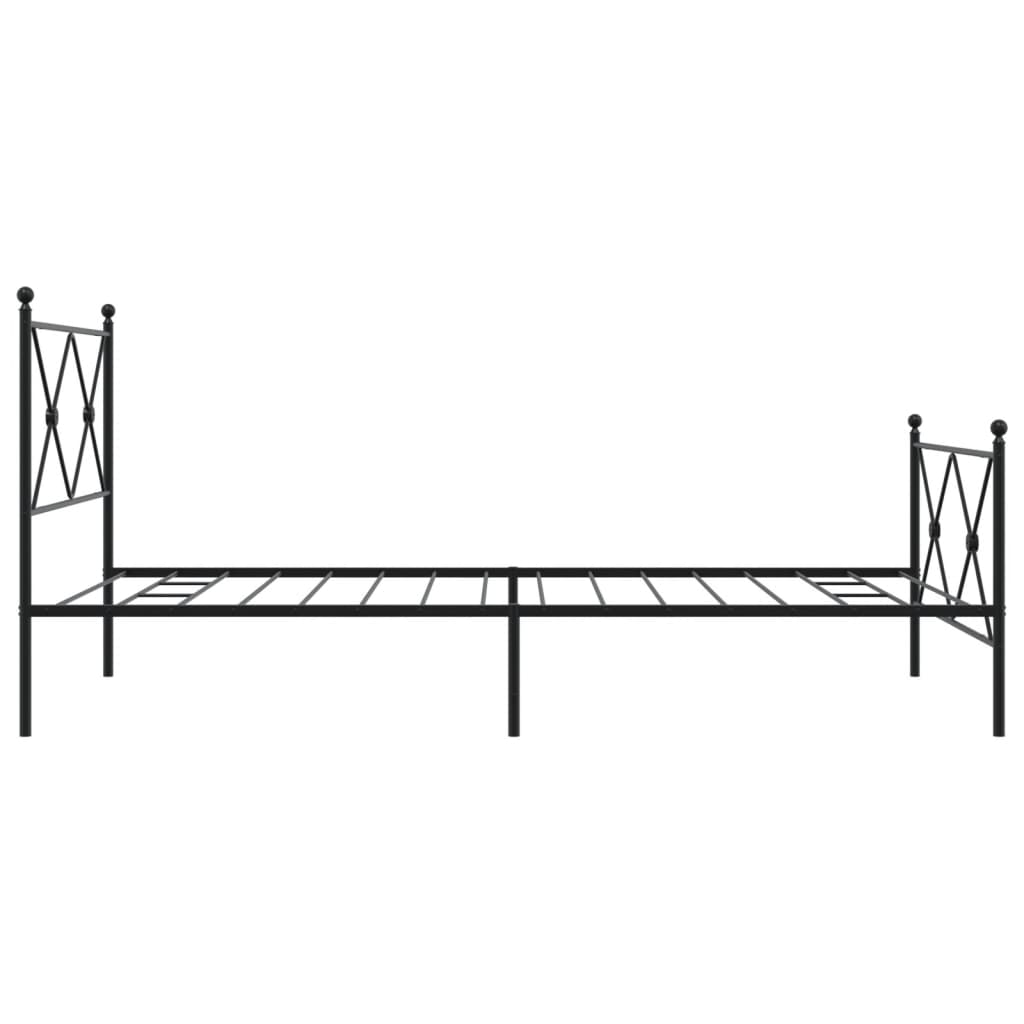 Black metal bed frame with a diamond pattern headboard
