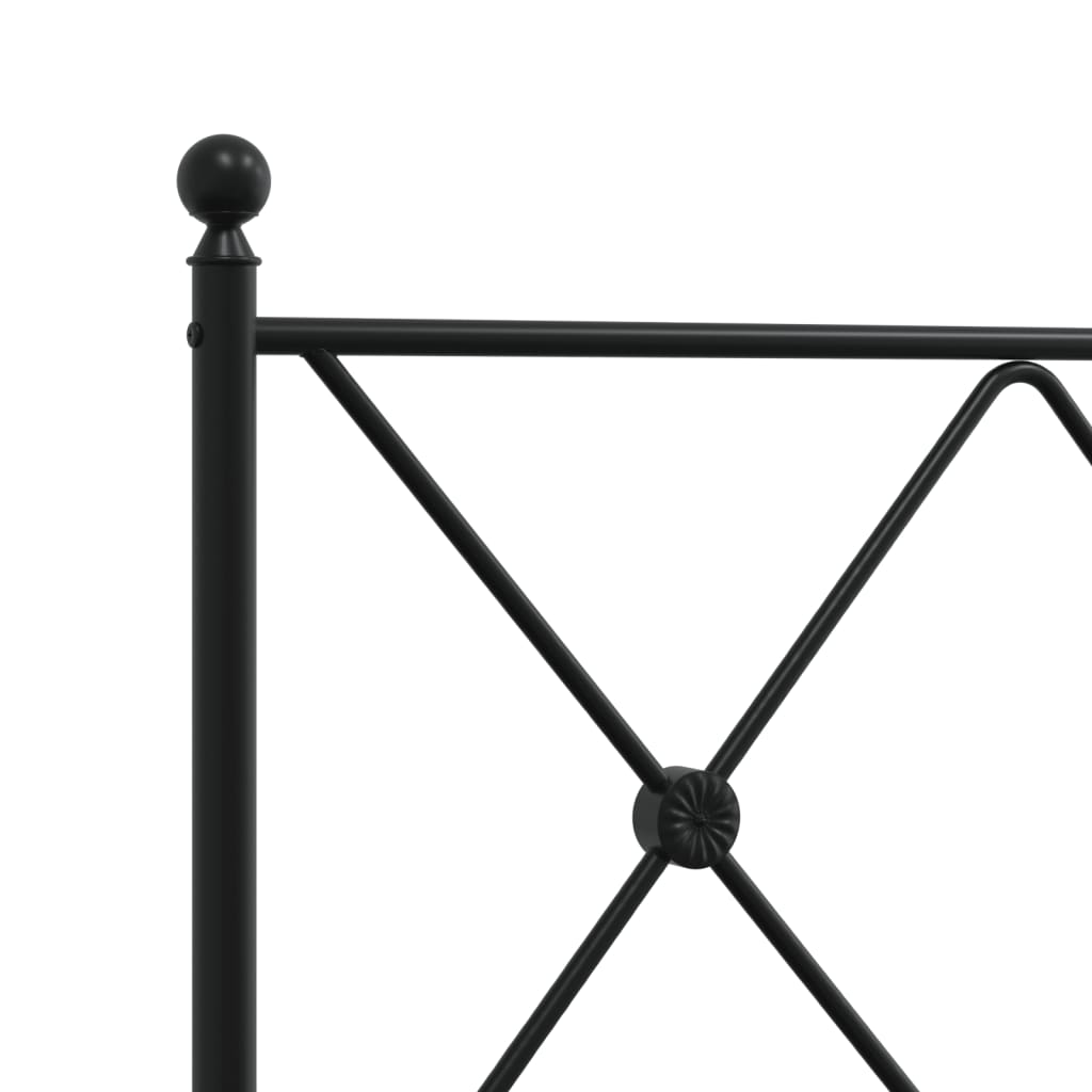 Black metal twin bed frame with diamond pattern headboard