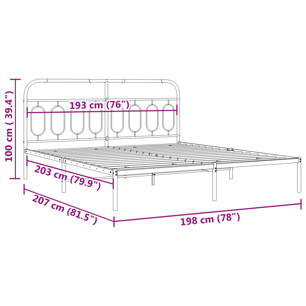 White metal bed frame detail with arched spindles