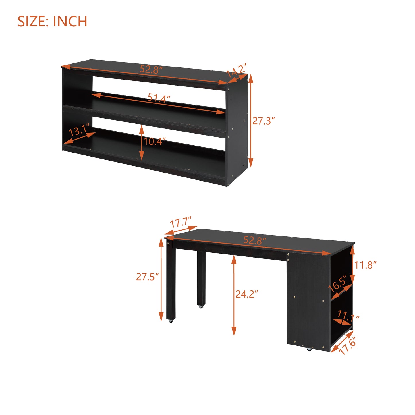 Black tier bookcase with dimensions  W x  D x  H