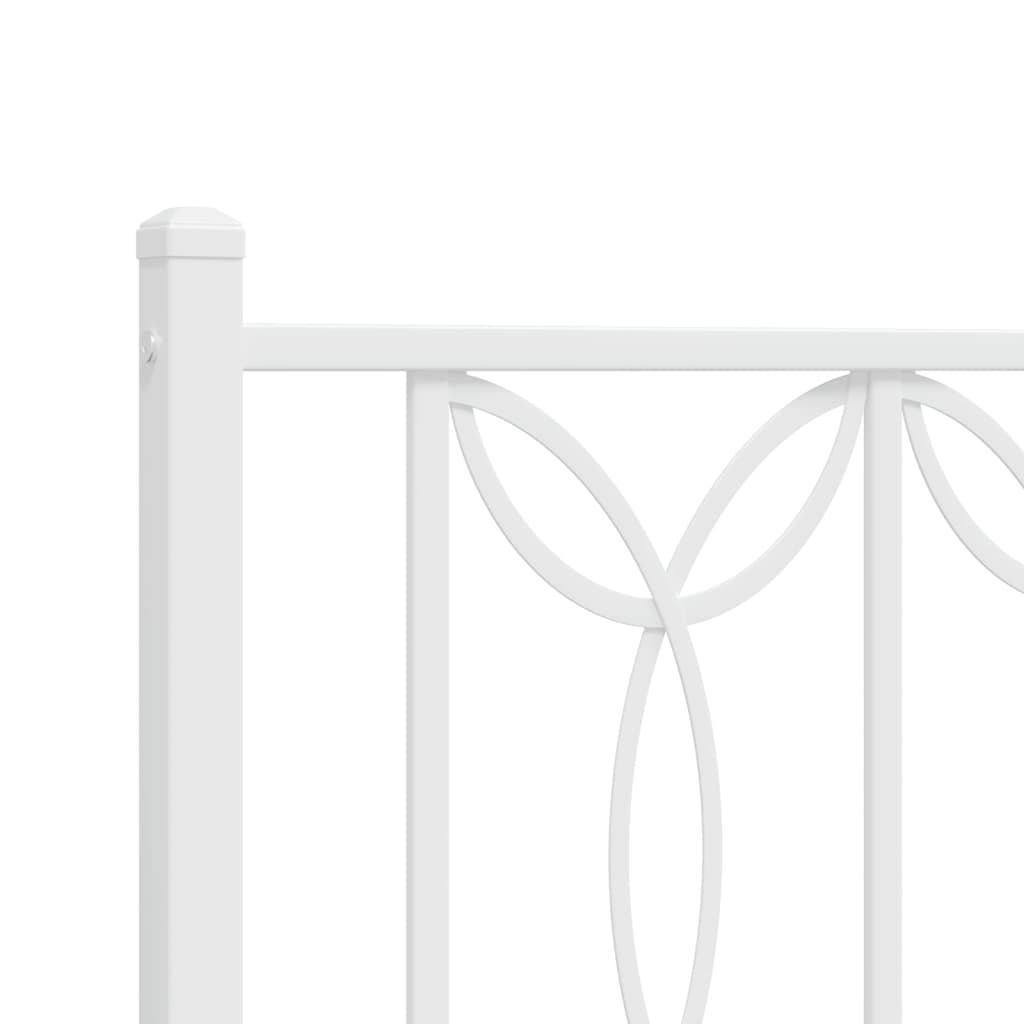 White metal bed frame with decorative headboard