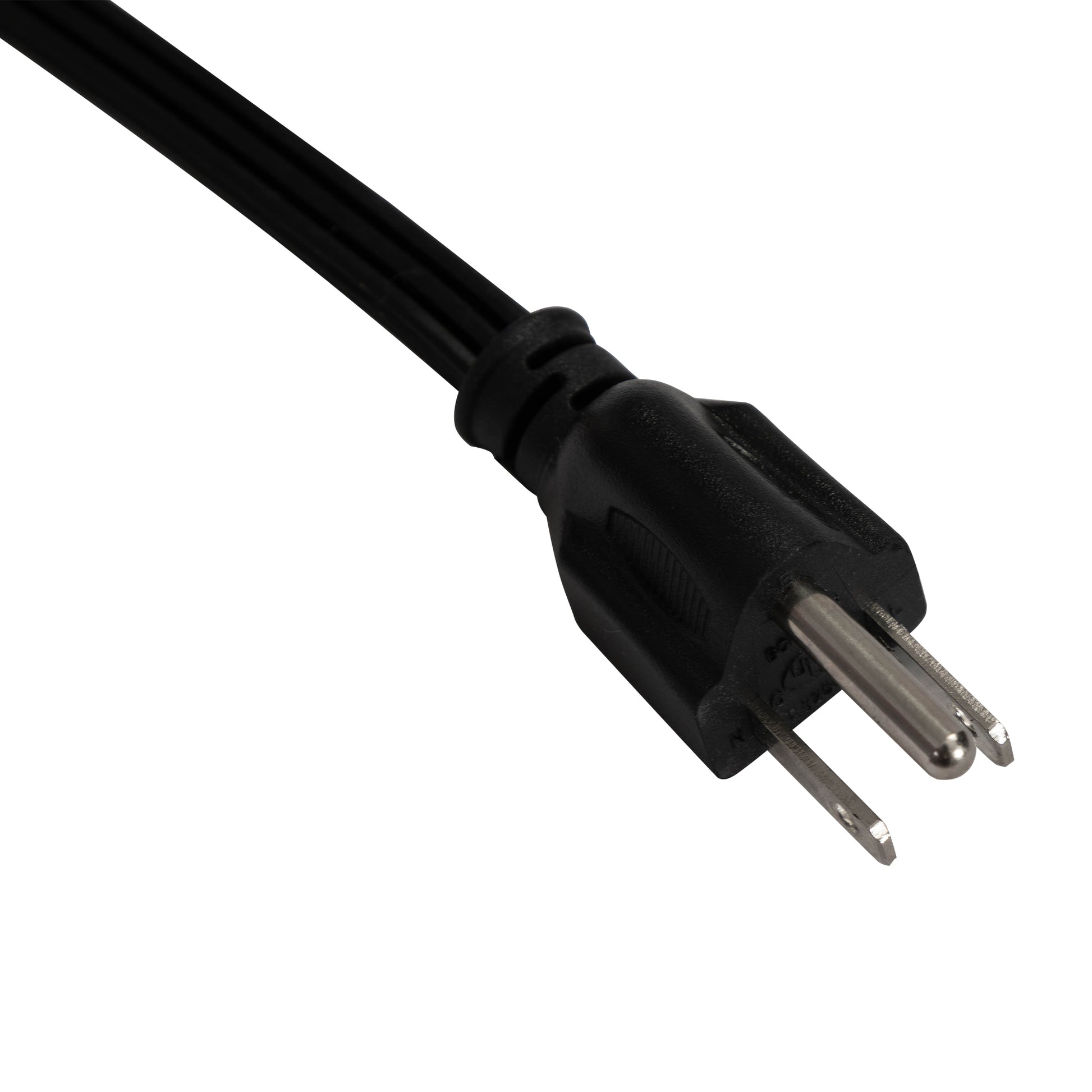 Black prong power plug with metal prongs