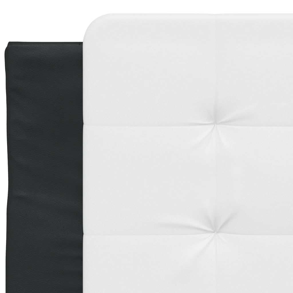Tufted white faux leather headboard with black side panels
