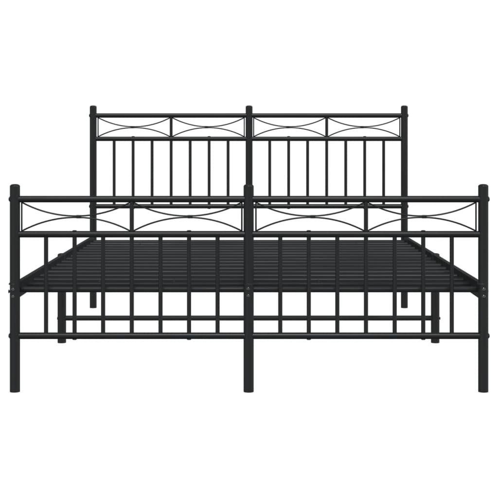 Black metal twin bed frame with decorative headboard