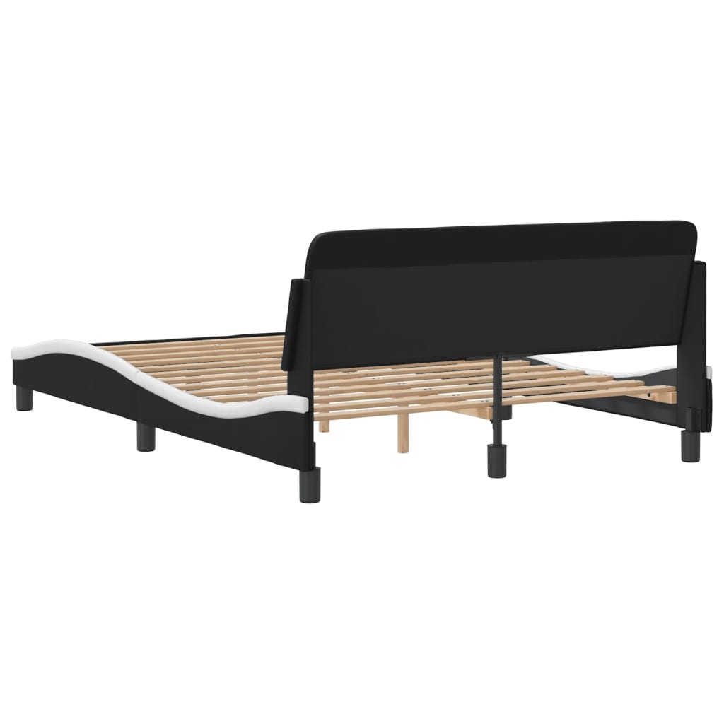 Modern black upholstered bed frame with adjustable headboard and wooden slats
