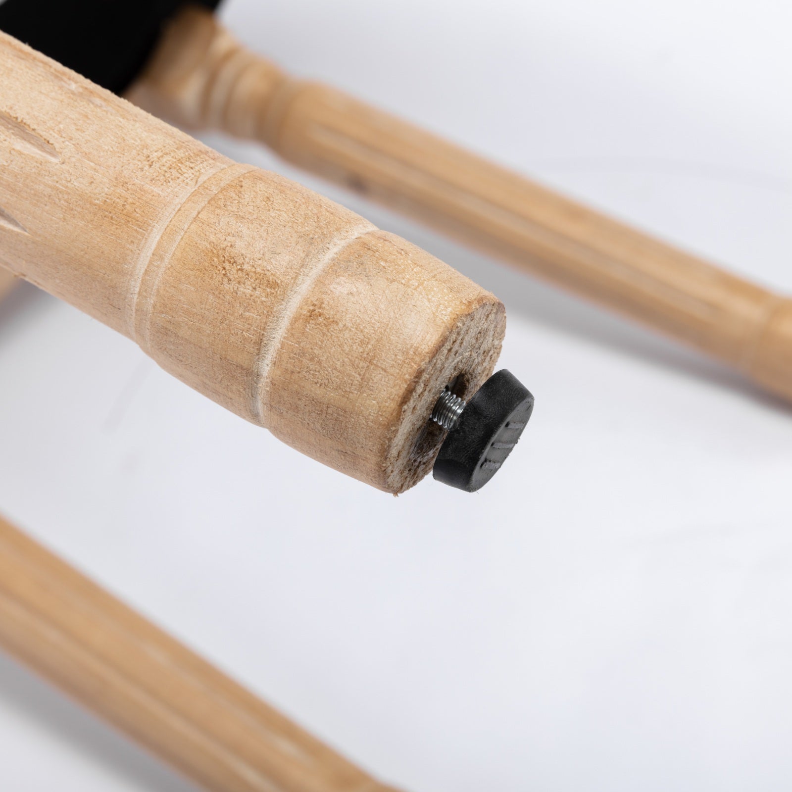 Natural wood stool leg with protective rubber foot