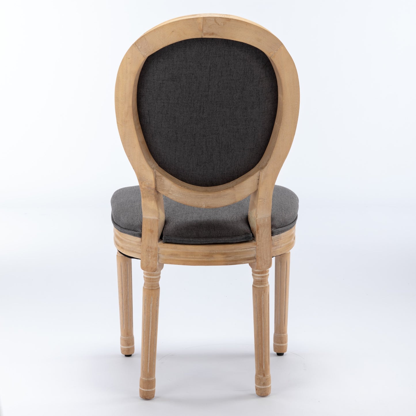 Elegant upholstered dining chair with a natural wood frame