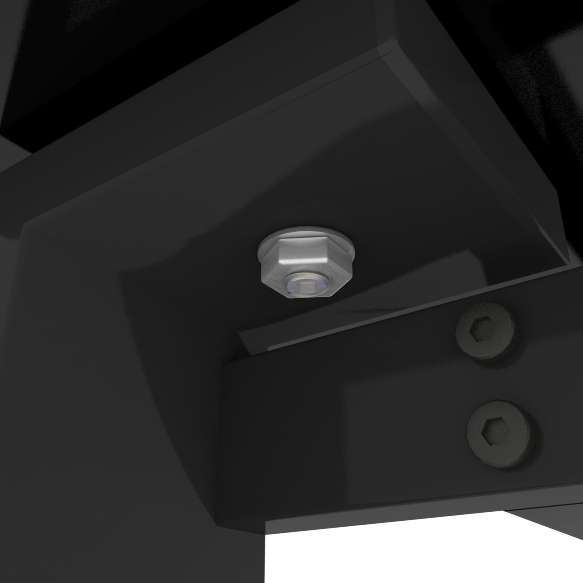 Hex head bolt on industrial black metal bracket